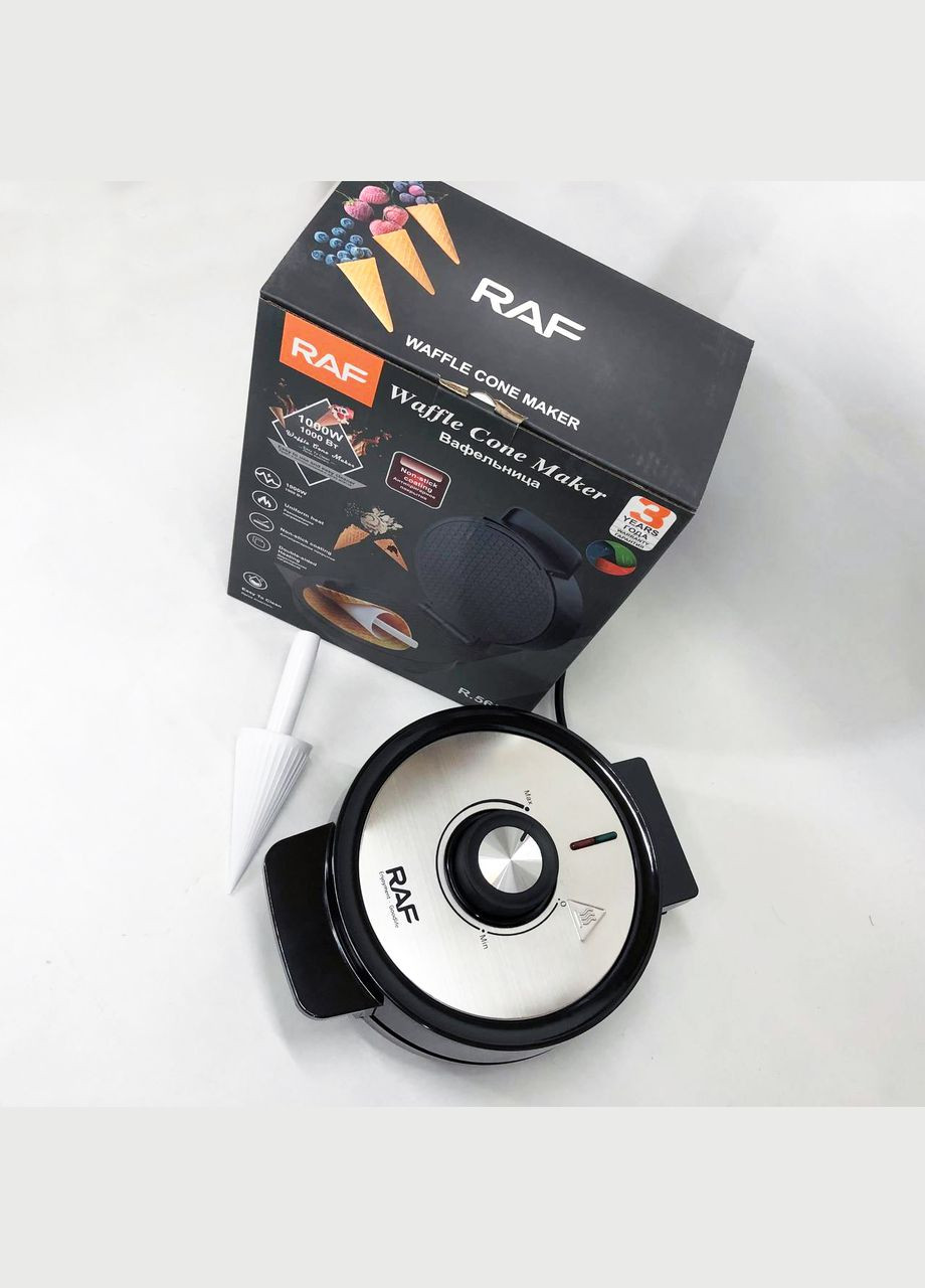 Электрическая вафельница R.565 с антипригарным покрытием и конусом для трубочек RAF (364663932)