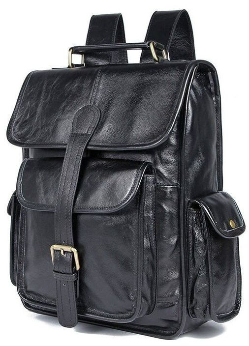 Кожаный рюкзак Vintage с карманами для мужчин и женщин черный (sku_14967) No Brand (329860400)