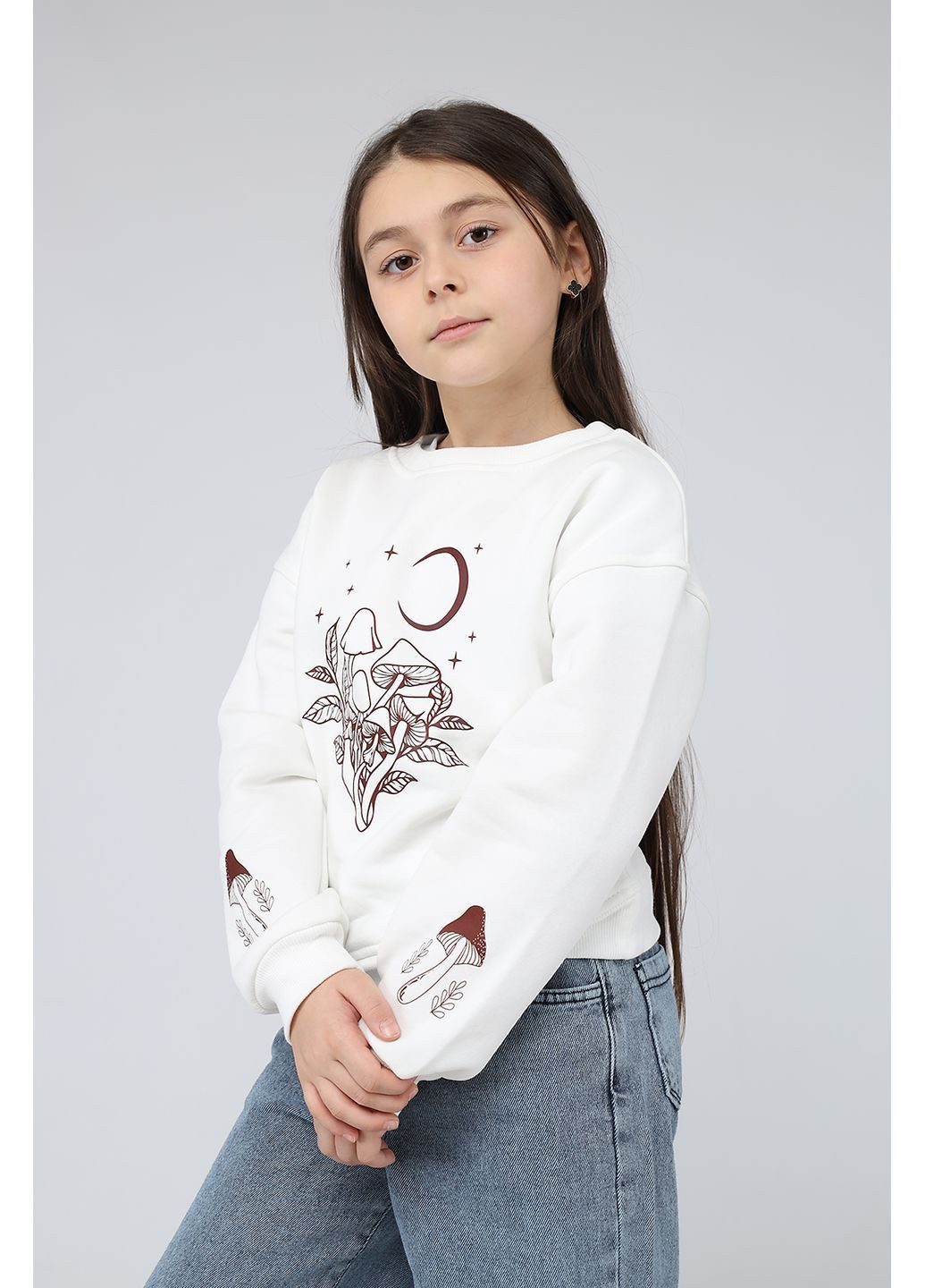 Yuki свитшот для девочки цвет молочный цб-00284926 молочный футер