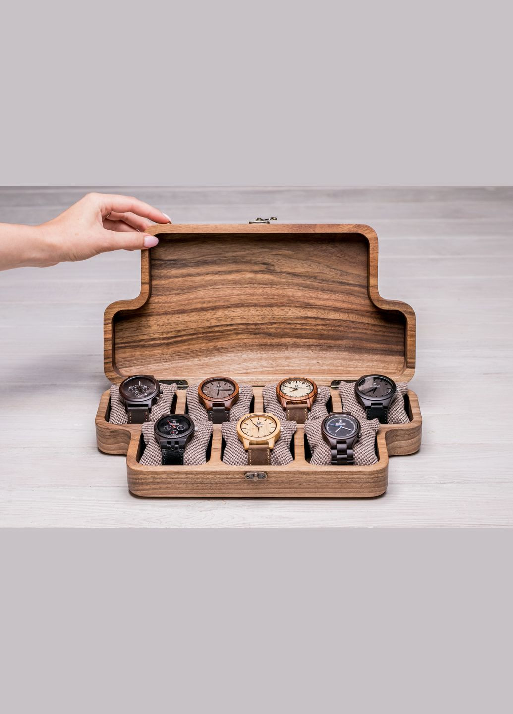Цільна скринька для семи годинників із дерев'яною кришкою EcoWalnut (295443834)