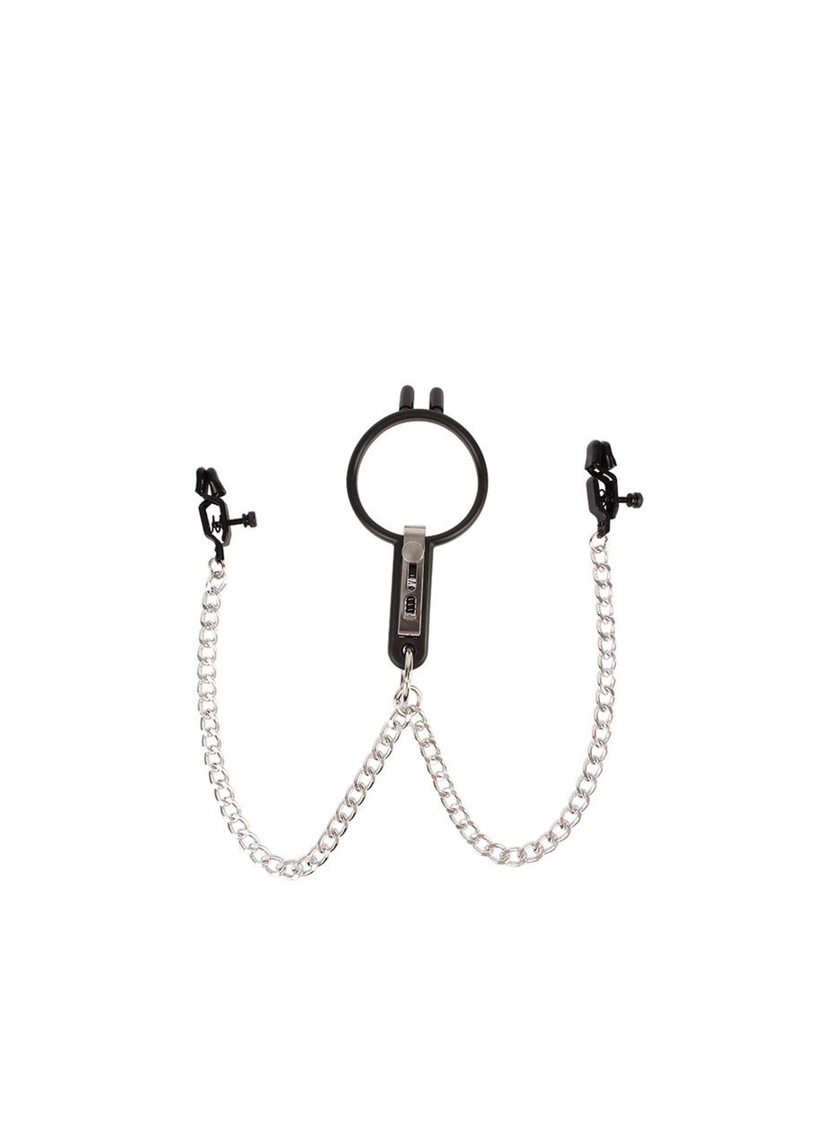 Розширювач рота із затискачами для сосків Sins "Humiliate Mouth" чорний-сріблястий Chisa (303893404)