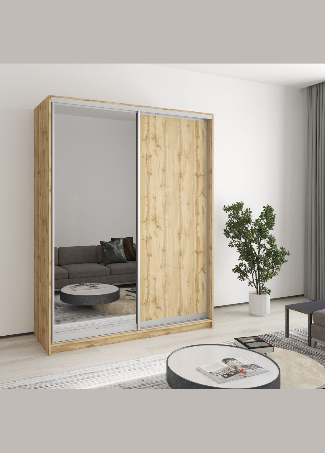 Шкаф-купе двухдверный Комбо AL ДСП/Зеркало 160x60x210 см (MBS-3525) MebelStar (346288493)