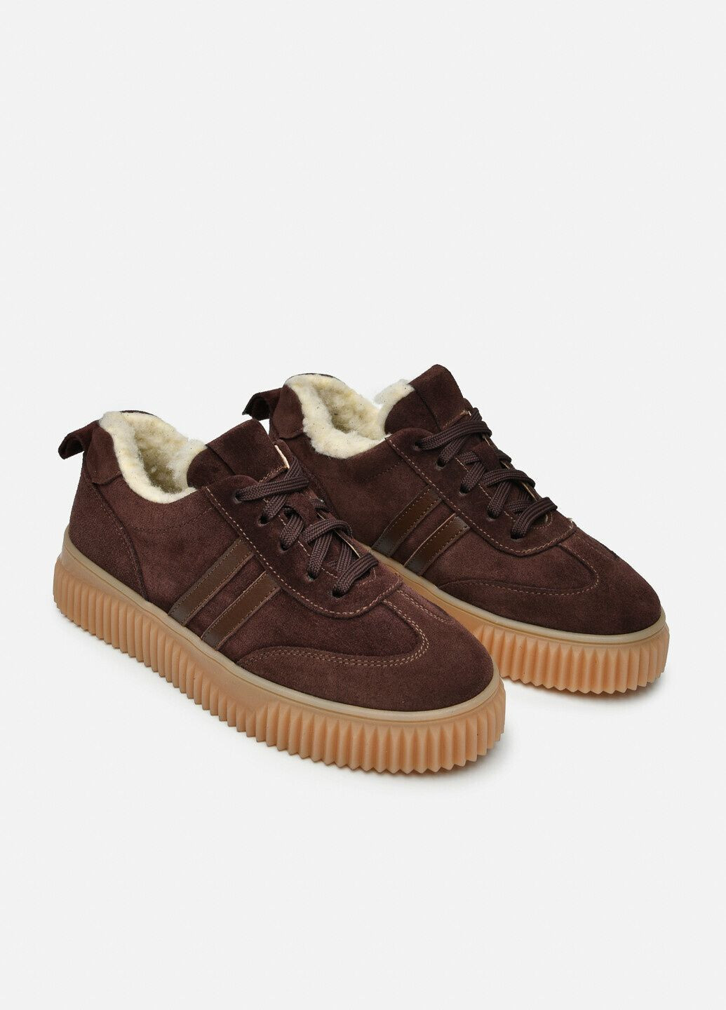 Зимові замшеві кросівки шоколадного кольору з шкіряними вставками та високою підошвою (відшив 3 дні) Paradize темно-коричневі зими (370850557)