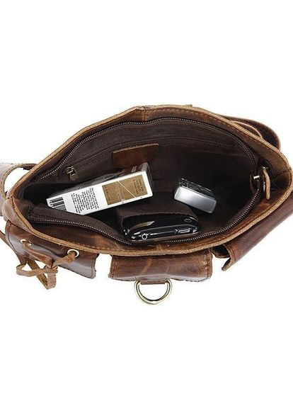Сумка на пояс через плече чоловіча з натуральної шкіри маленька Коричневий 35180 John McDee (335008007)