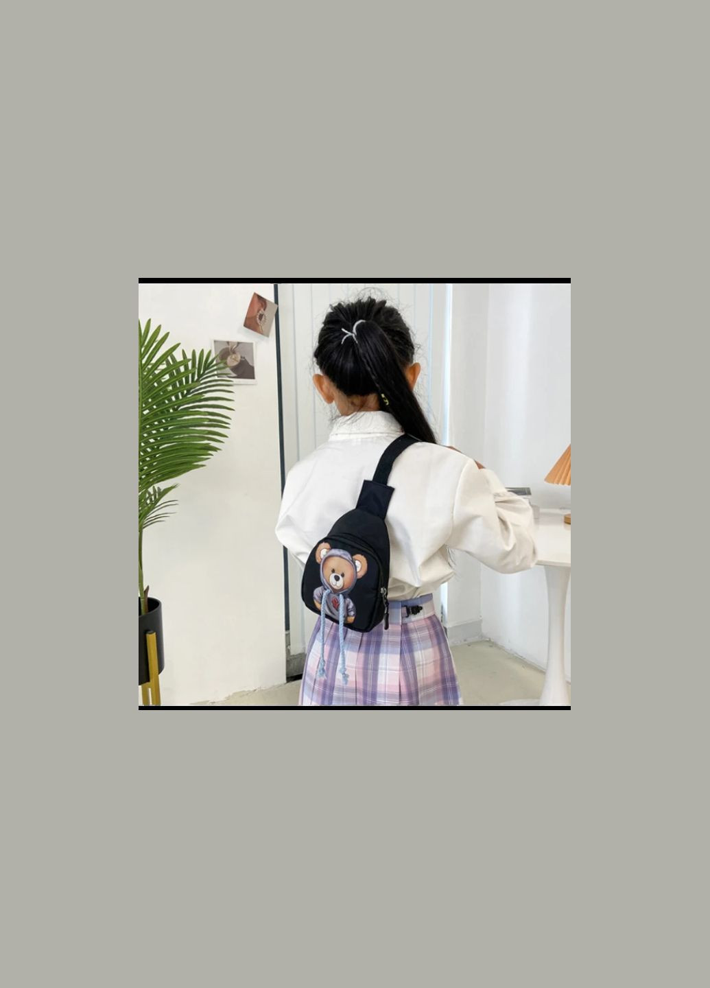 Сумка бананка Мишка тедді через плече маленька для дівчинки для хлопчика чорна тканинна No Brand (329880731)