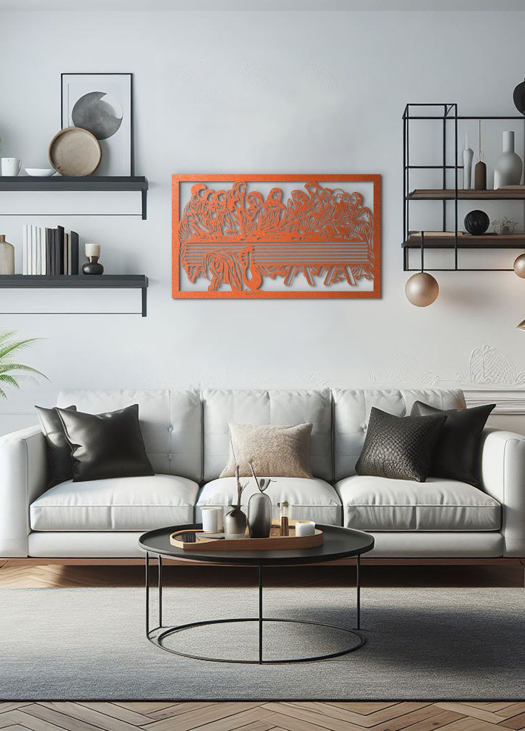 Картина лофт, настенный декор для дома "Тайна вечеря", декоративное панно 80х48 см Woodyard (292013127)