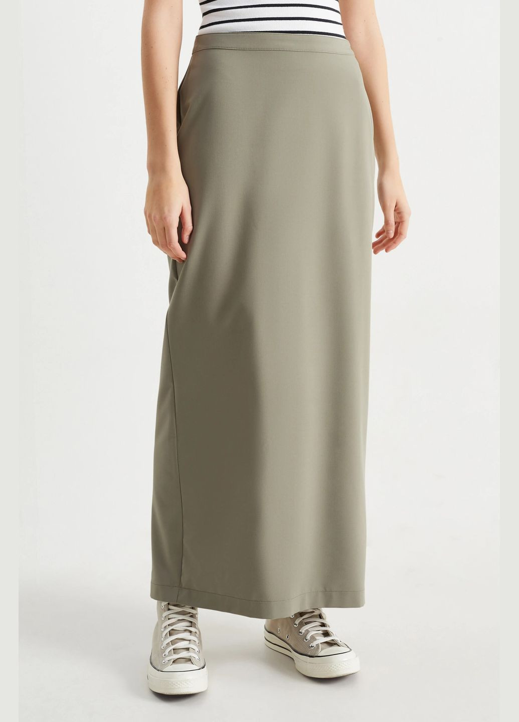 Оливковая (хаки) кэжуал однотонная юбка макси C&A