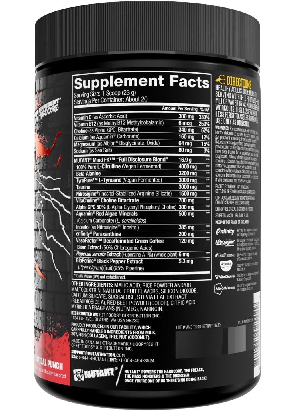 Передтренувальний комплекс 460 г, Tropical Punch MUTANT (370799200)