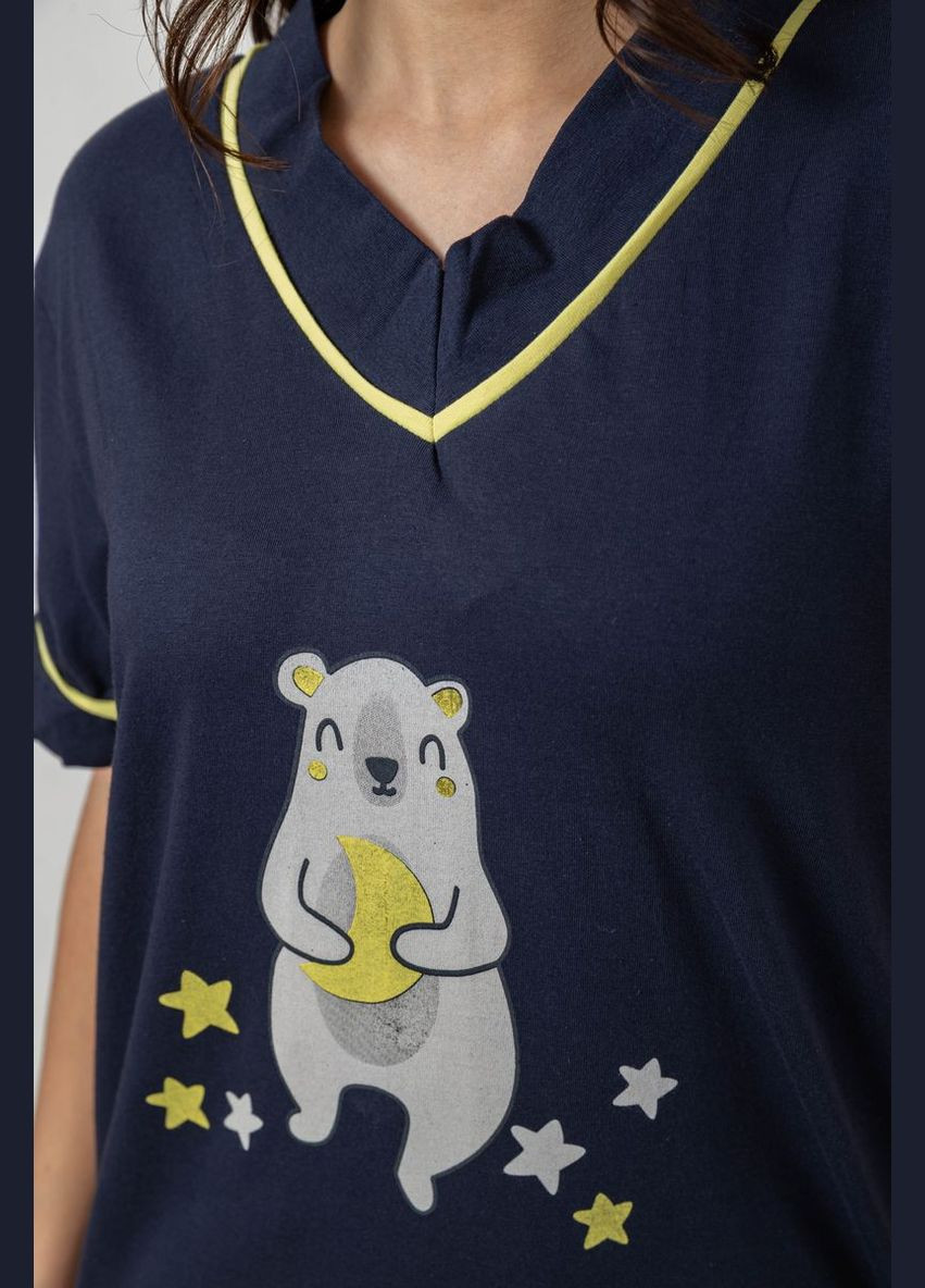 Синяя пижама женская с принтом, цвет синий, Isik