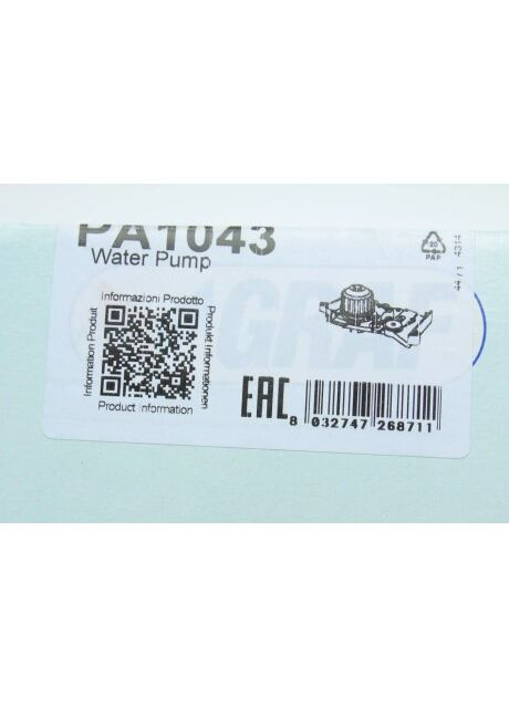 Помпа води Renault Clio/Megane/Scenic/Kangoo/Laguna 1.4/1.6i 01-/Nissan Almera (20z)(R/B)(8 лоп.)) H PA1043 UA63 Graf (345772250)