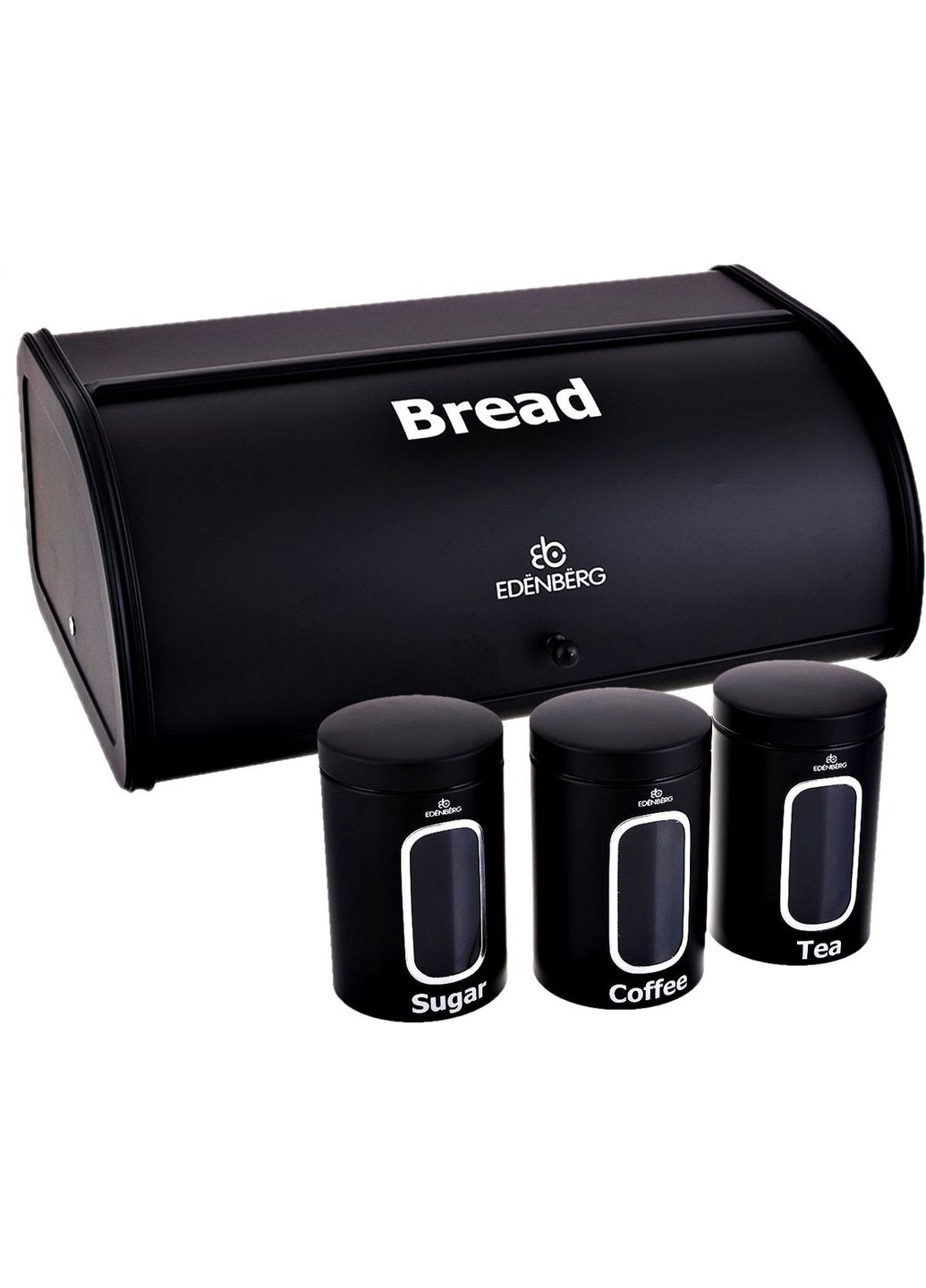 Хлібник з нержавіючої стали з 3 баночками EB097 Black Edenberg (273218976)