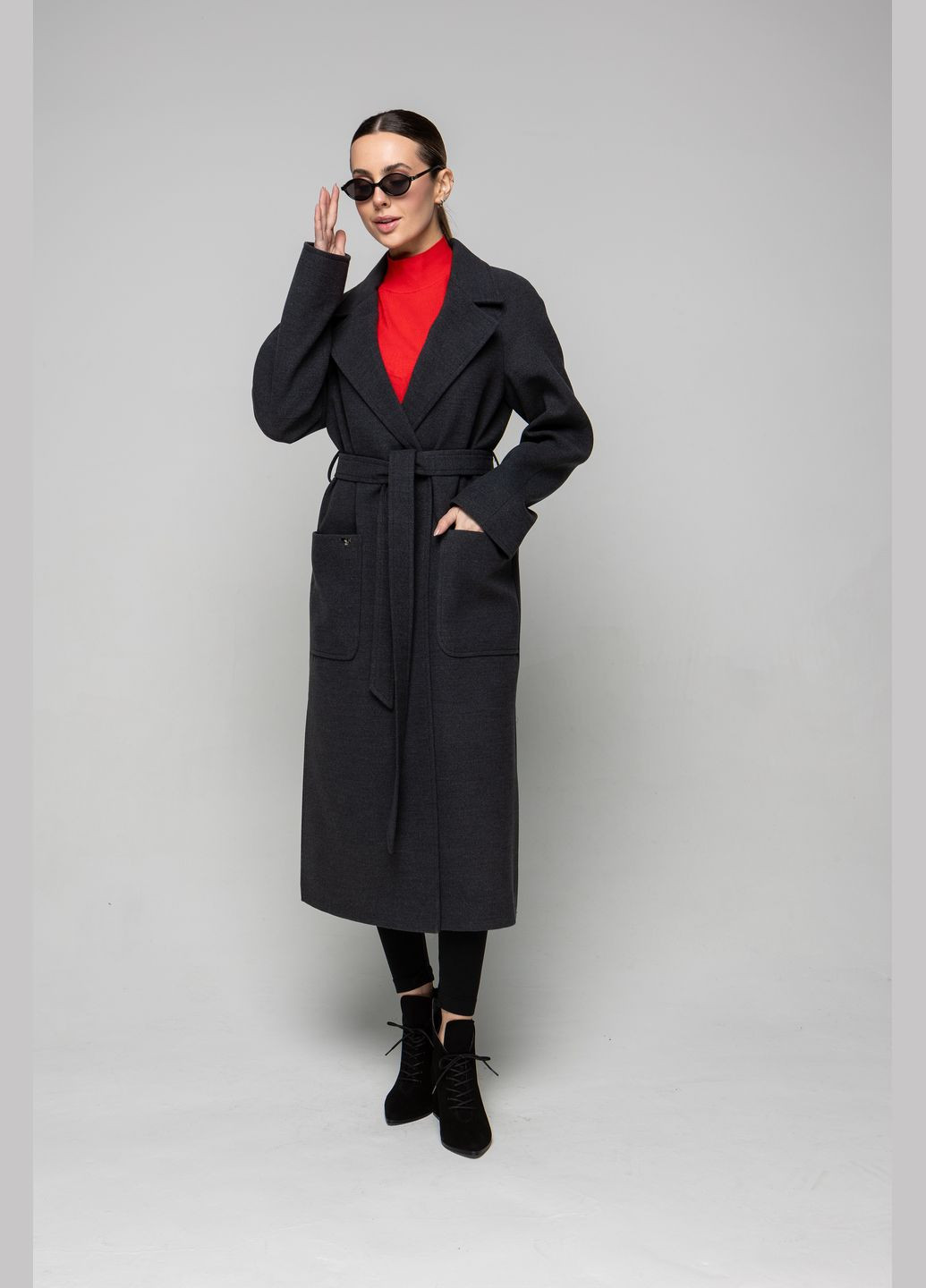 Темно-сіре демісезонне Пальто Злата O`zona milano