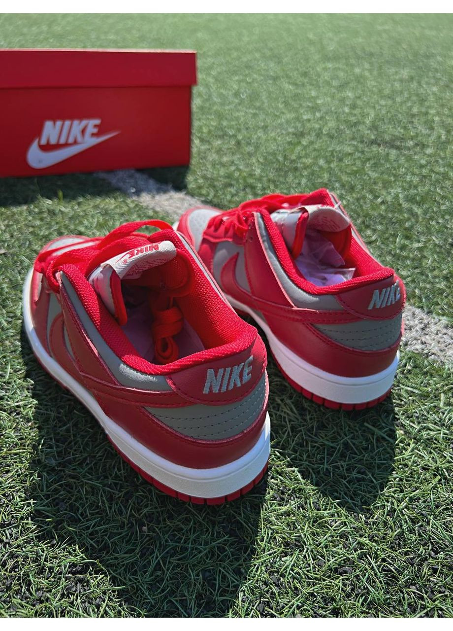 Серые демисезонные кроссовки мужские nike sb dunk low retro medium grey red v2 найк сб данк No Brand