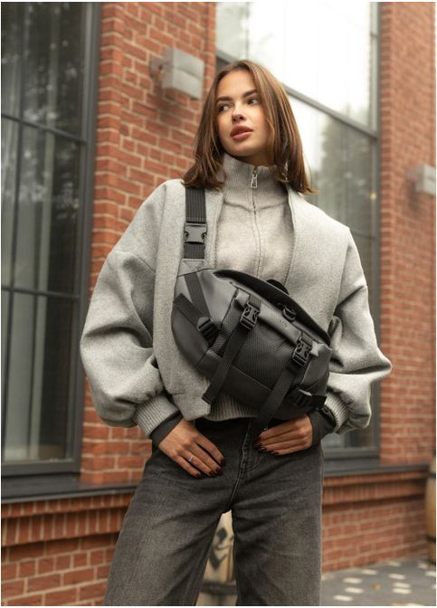 Большая женская поясная сумка бананка из экокожи Графитовая (867038721) Sambag (361244562)