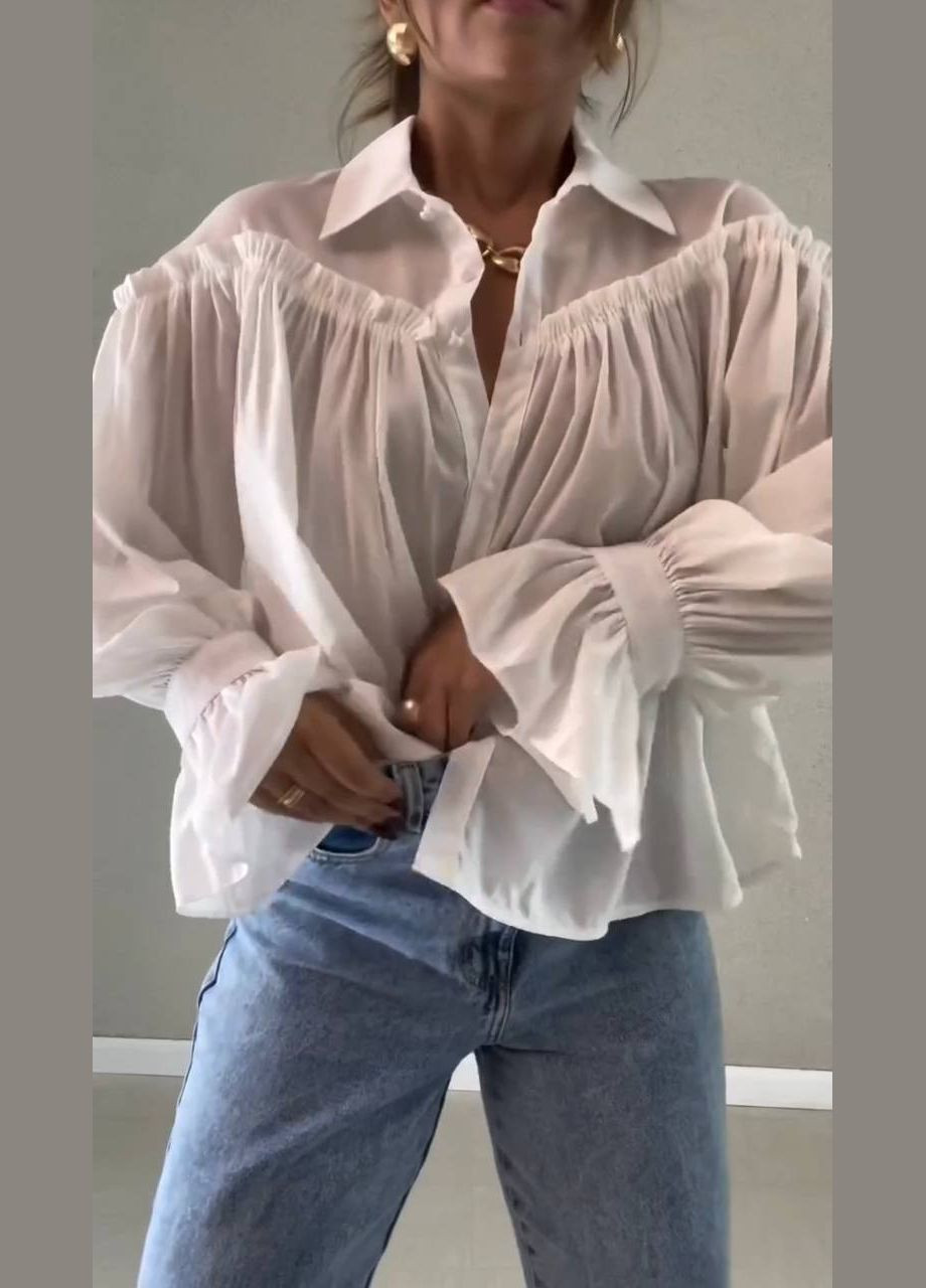 Белая коктейльный, классическая, повседневный, кэжуал, джинсовая, вечерний рубашка однотонная Україна с длинным рукавом