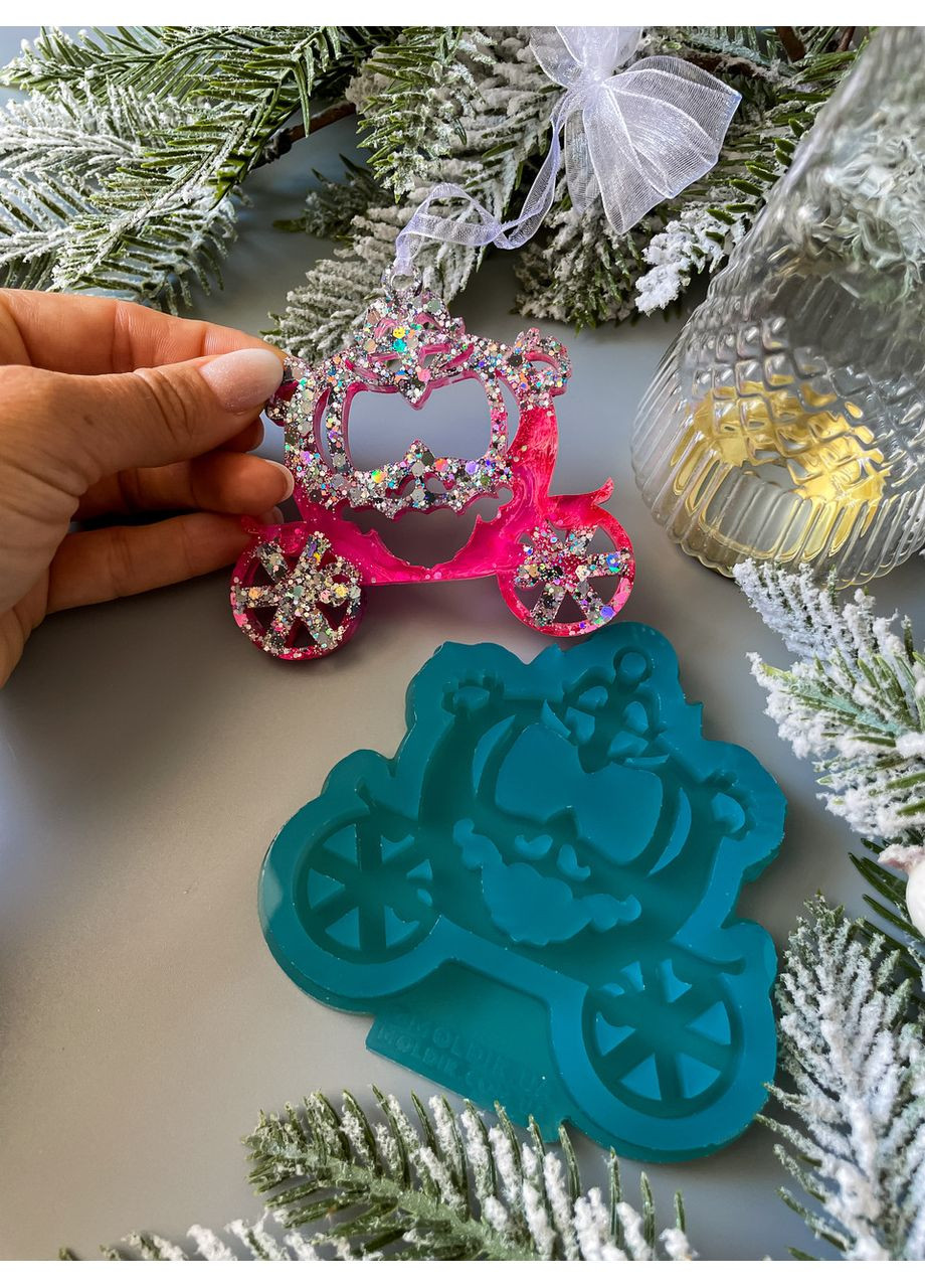 Молд Карета 1 для новорічних іграшок на ялинку силіконова форма для епоксидної смоли No Brand (370566486)