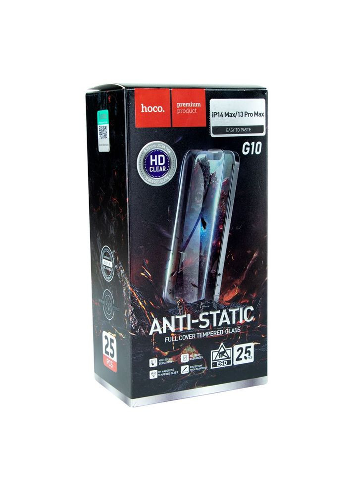 Защитное стекло G10 HD Anti-static iPhone 13 Pro Max/ iPhone 14 Plus 25 шт Black Hoco (313237784)