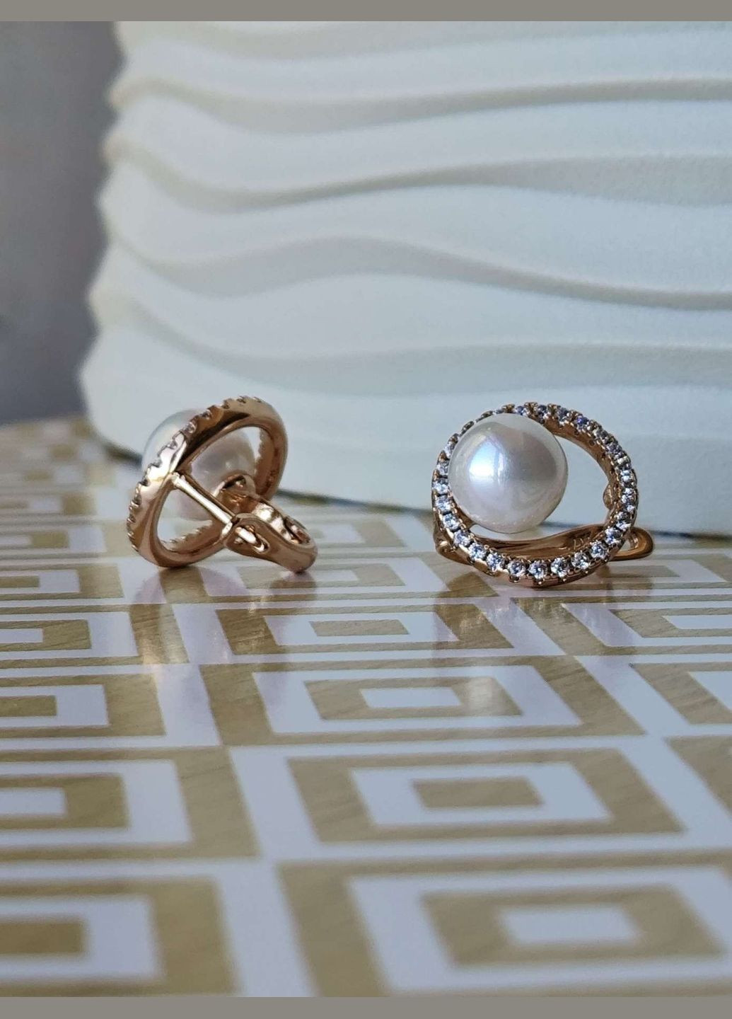 Сережки круглі з штучними перлинами ксюпінг xuping позолота медичне золото Xuping Jewelry (336190176)