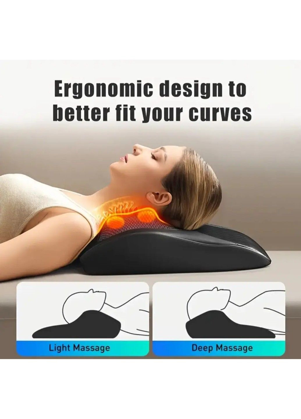 Массажная подушка SL-25 для спины и шеи с подогревом (Черная) No Brand (332636880)