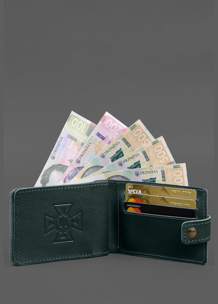 Кожаная обложка-портмоне на удостоверение ГСЧС зеленая (A-028670) BlankNote (328961571)
