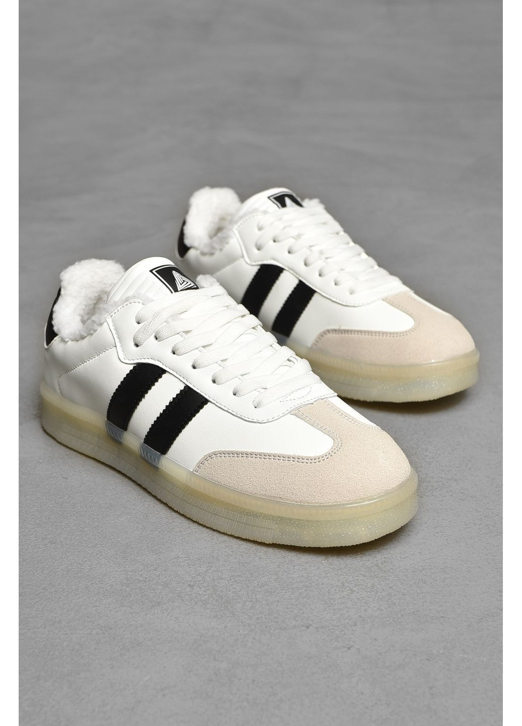 Белые зимние кроссовки мужские зима белого цвета на шнуровке Let's Shop