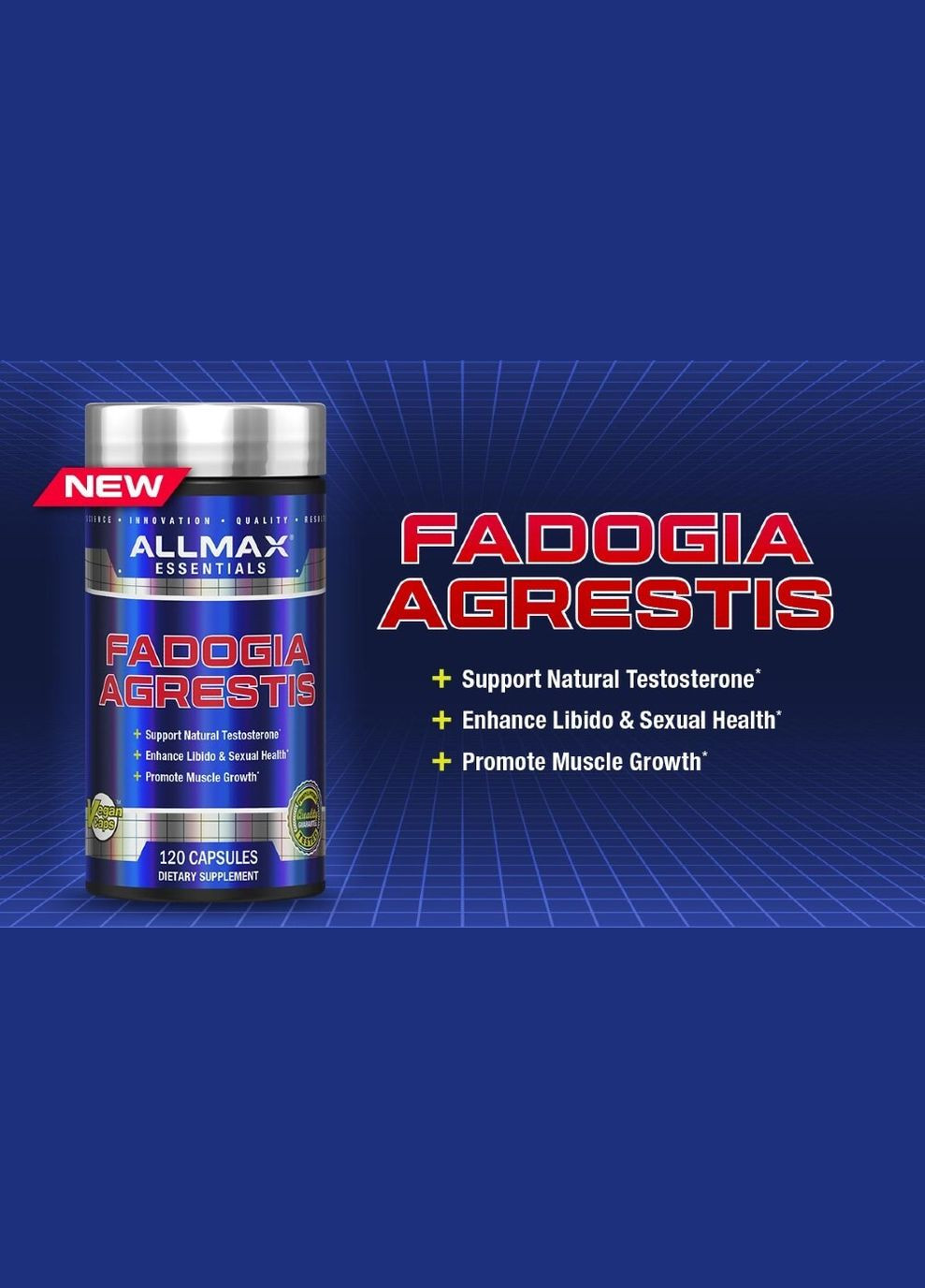 Тестостероновий бустер AllMax Essentials, Fadogia Agrestis, 120 Capsules ALLMAX Nutrition (292555757)