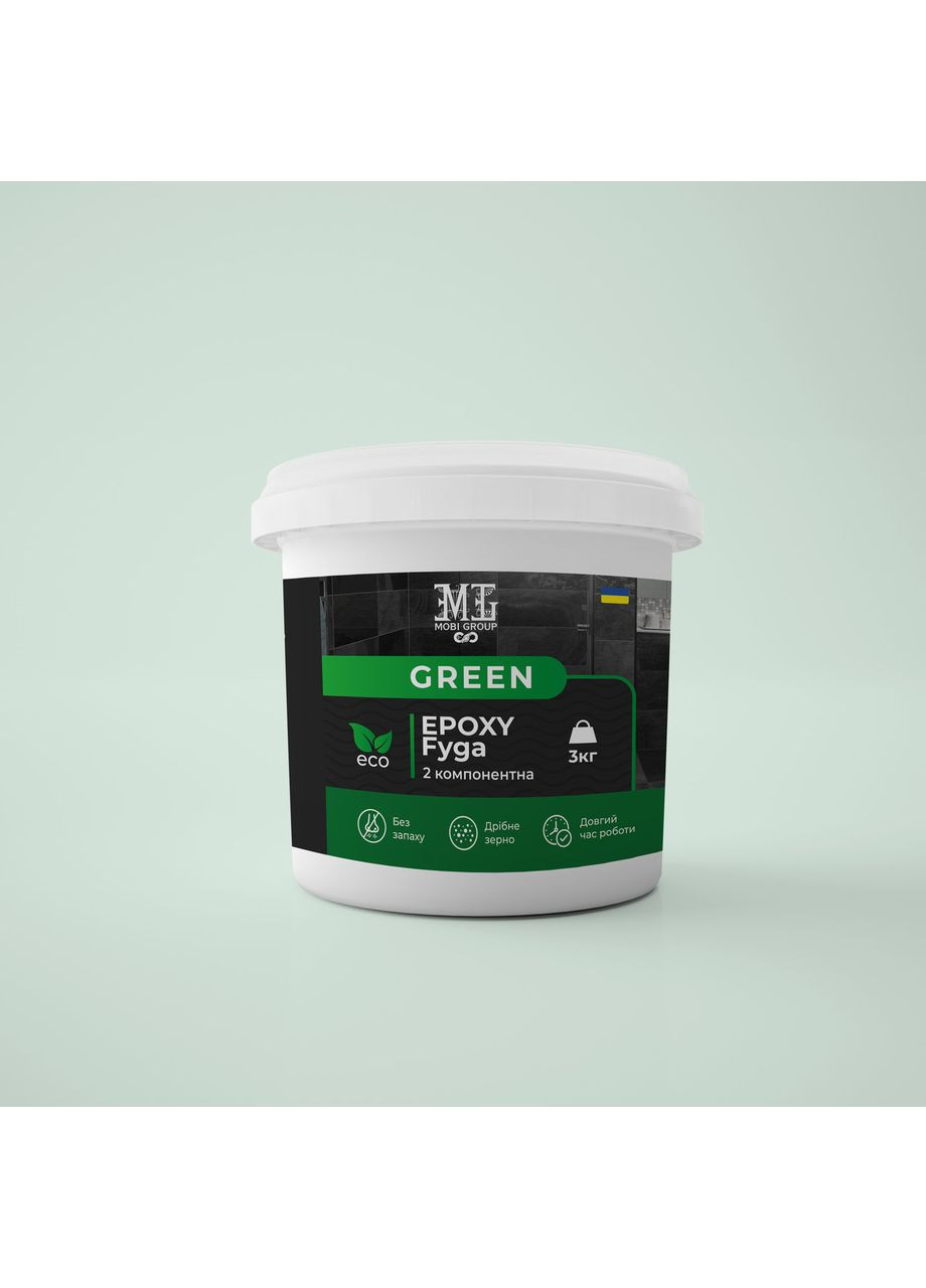Затирка для швов (Фуга) Green Epoxy Fyga 1кг, (легко смывается мелкое зерно) Свет RAL 7040 plastall MG (365817213)