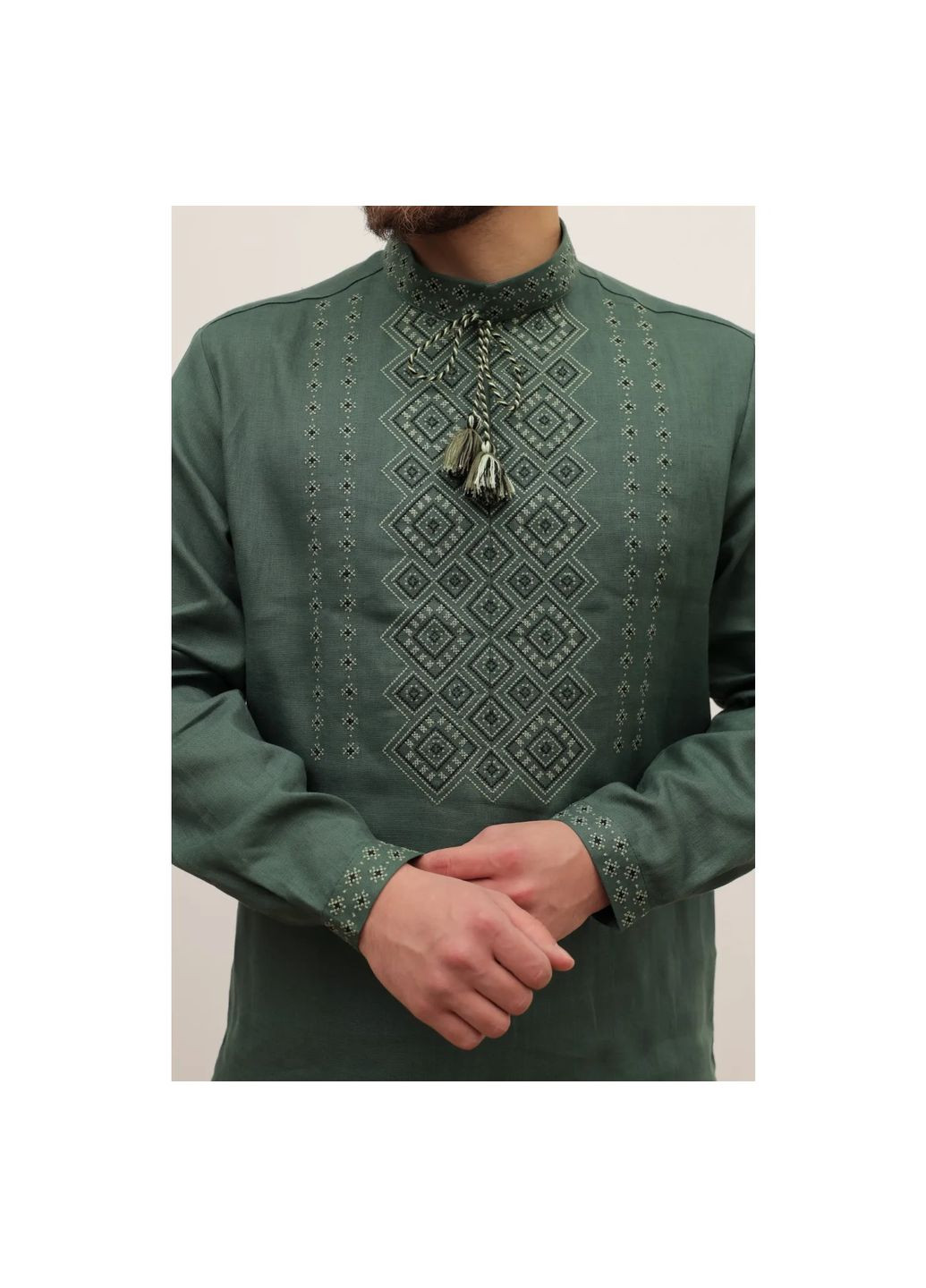Зелена чоловіча вишиванка діамант зелена розмір xxl (5001140) VOVNA (373283041)
