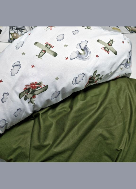 Постельное белье Самолетики Ранфорс Двуспальное на резинке MERISET (306740121)