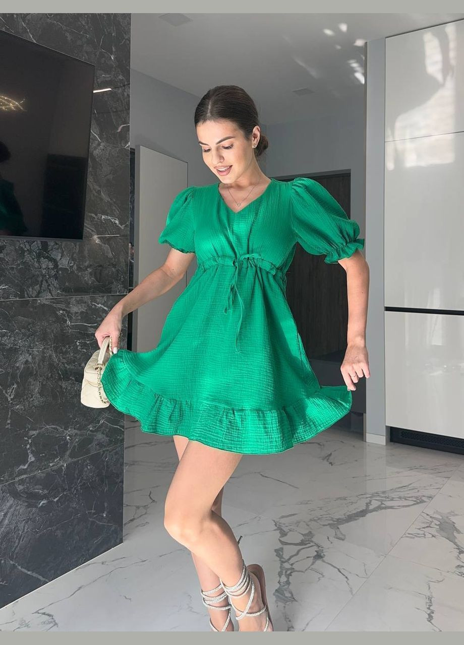 Зелена повсякденний, пляжна жіноча зелена сукня міні No Brand однотонна