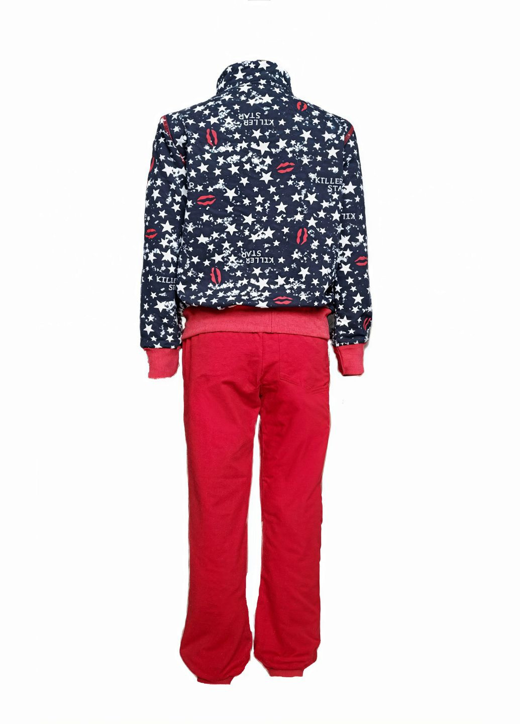 Спортивний костюм на блискавці для дівчинки 0036 синьо-червоний Joiks (323222963)