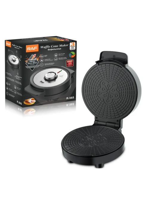 Электрическая вафельница R.565 с антипригарным покрытием и конусом для трубочек RAF (364275887)