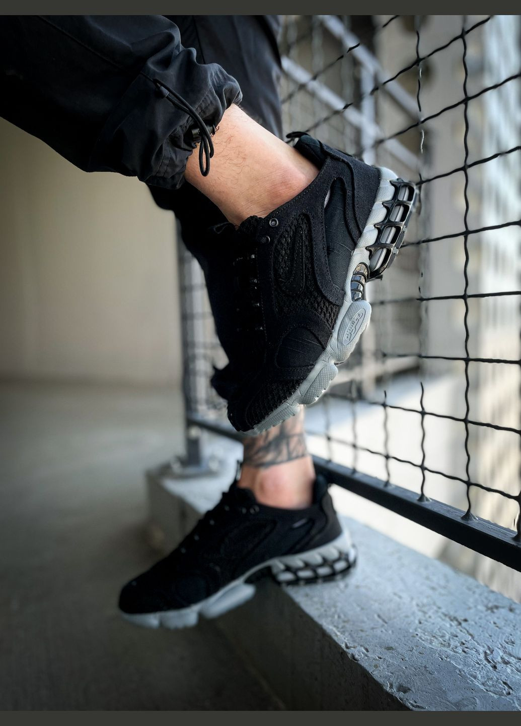 Кросівки жіночі і чоловічі Nike Air Zoom x Stussy Spiridon Cage 2 black gray | Найк Аір Зум чорні сірі No Brand чорні всесезони (313102872)
