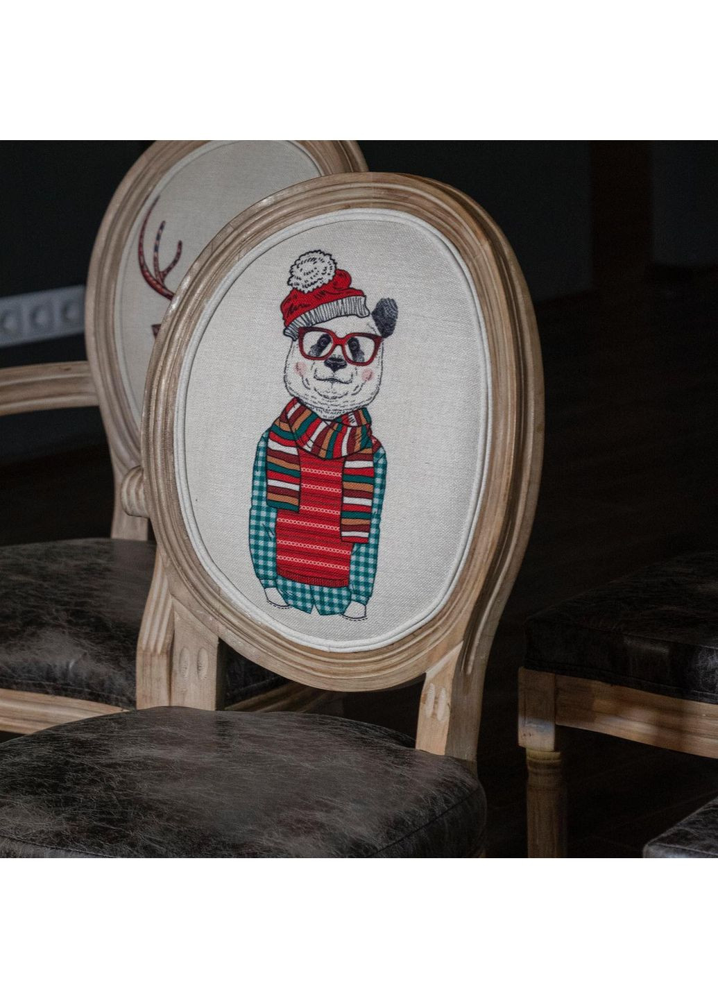 Стілець АРТ Панда в шапці, КД, з дерева, сидіння з екошкіри, 50x55.5x96 см, Коричневий Prestol (372178825)