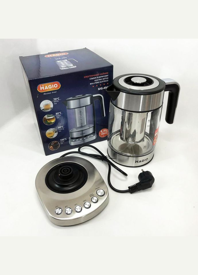 Электрочайник, чайник прозрачный с подсветкой, дисковый чайник Magio mg-494 (293246481)
