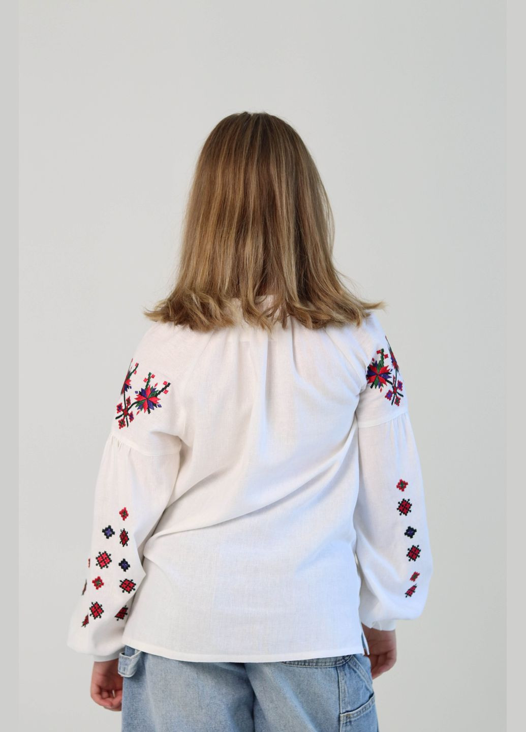 Біла дитяча вишиванка маруся з льону та бавовни - традиційна українська вишиванка Piccolo візерунок орнамент льон (340646737)