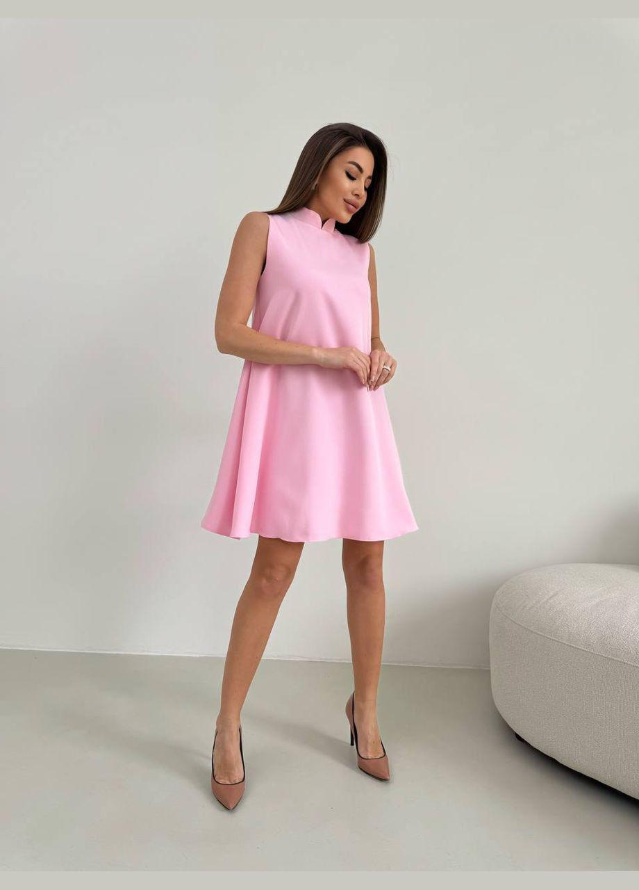 Розовое праздничный, кэжуал, коктейльное, вечернее невероятно элегантное платье а-силуэт Vakko однотонное