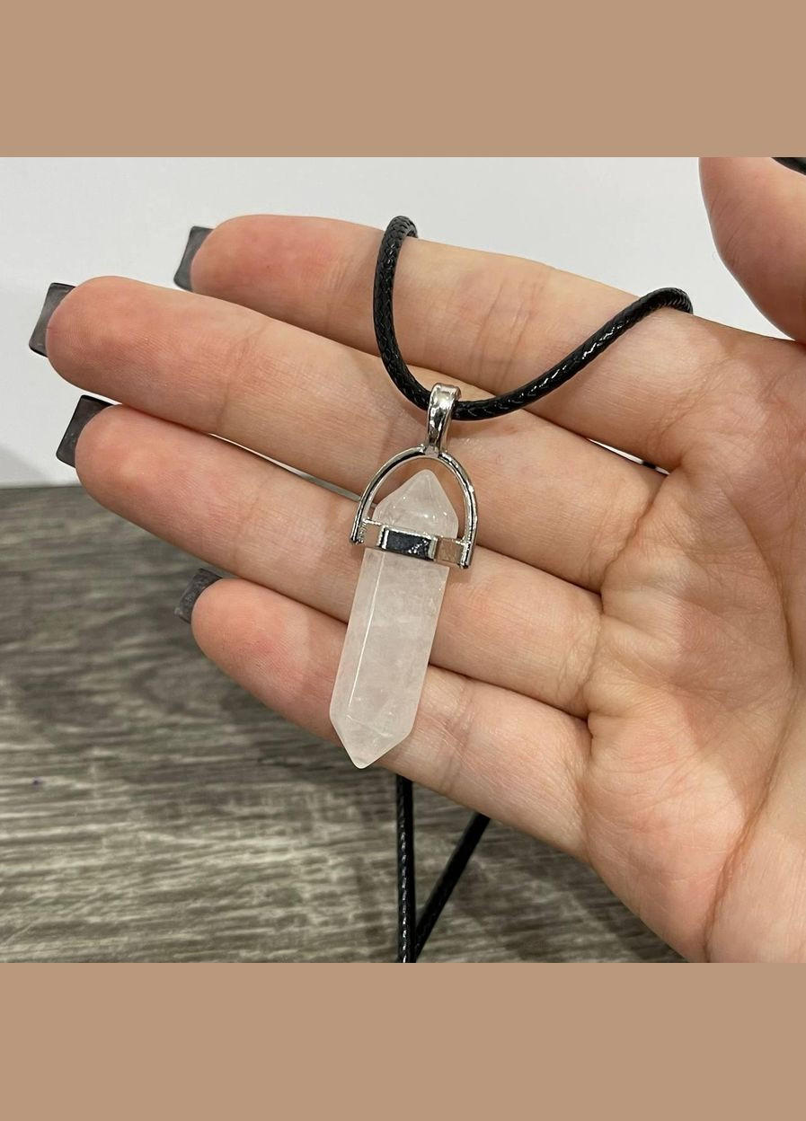 Кулон із натуральним каменем Гірський кришталь кристал шестигранник на брелоку в подарунковій коробочці Овен (331291924)