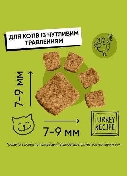 Сухий корм для котів із чутливим травленням, з індичкою, 300 г Half&Half (334428833)