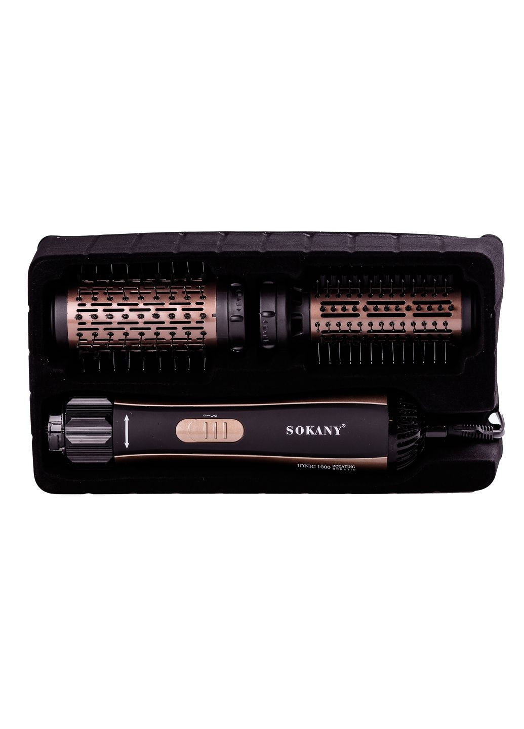 Фен-стайлер для волосся SD-903 з двома насадками Чорний з бронзою SD903 Sokany (357226657)