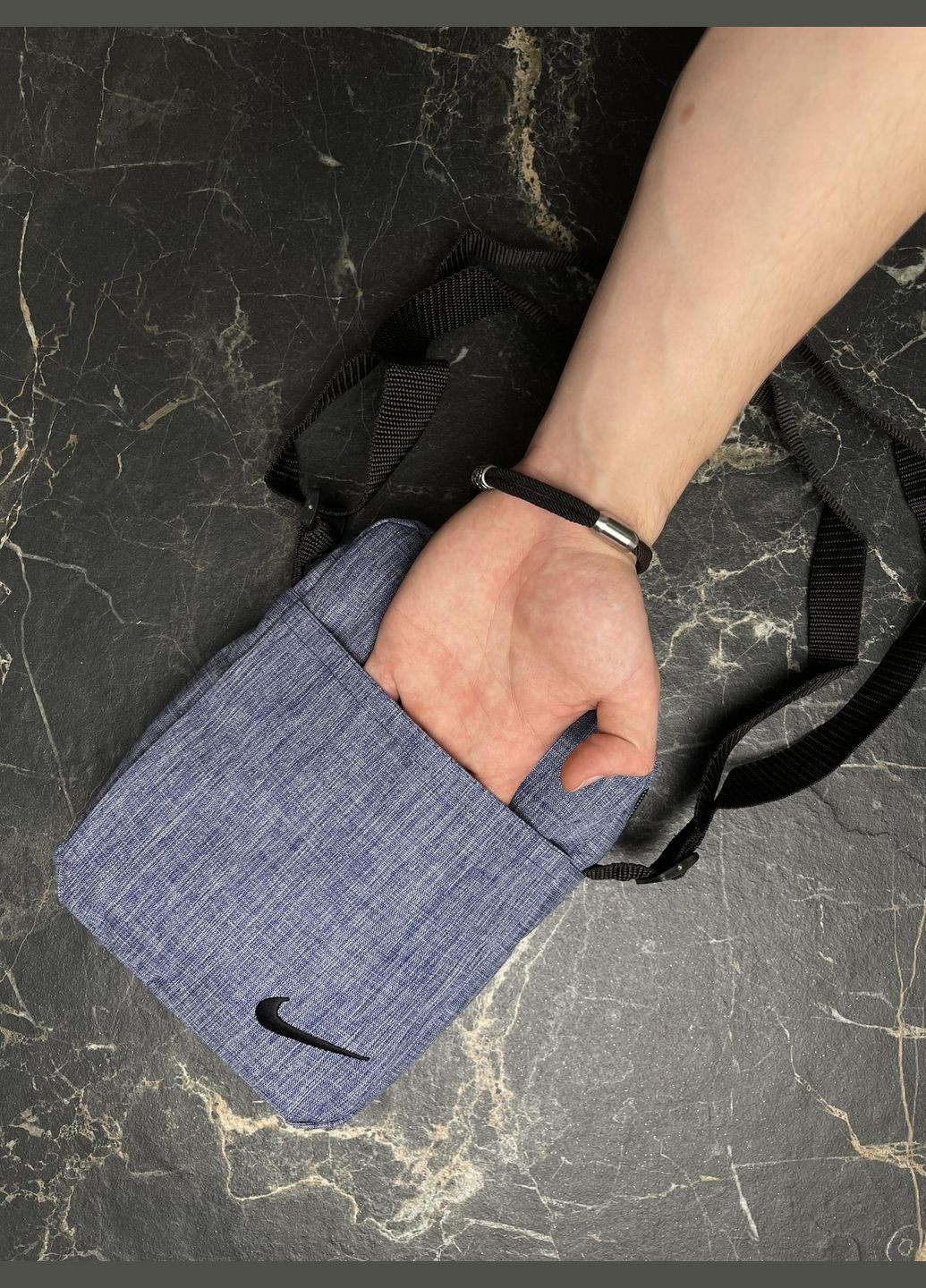 Барсетка фіолетовий меланж з чорним лого No Brand (330128503)