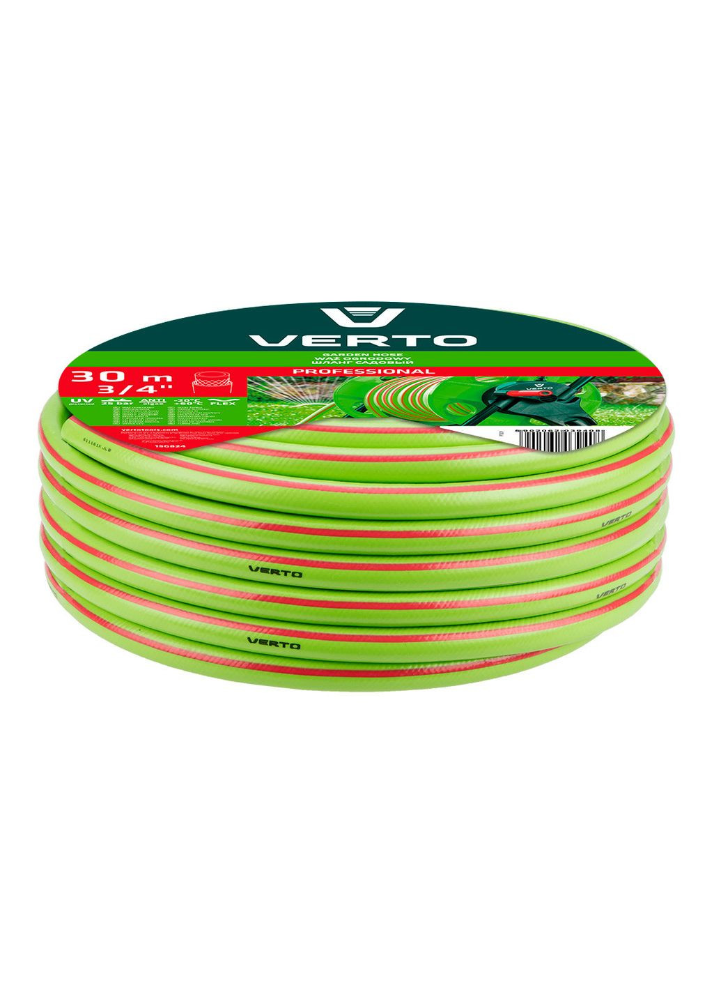 Шланг для поливу 15G824 Professional 3/4" x 30 м, міцний та надійний Verto (354198250)
