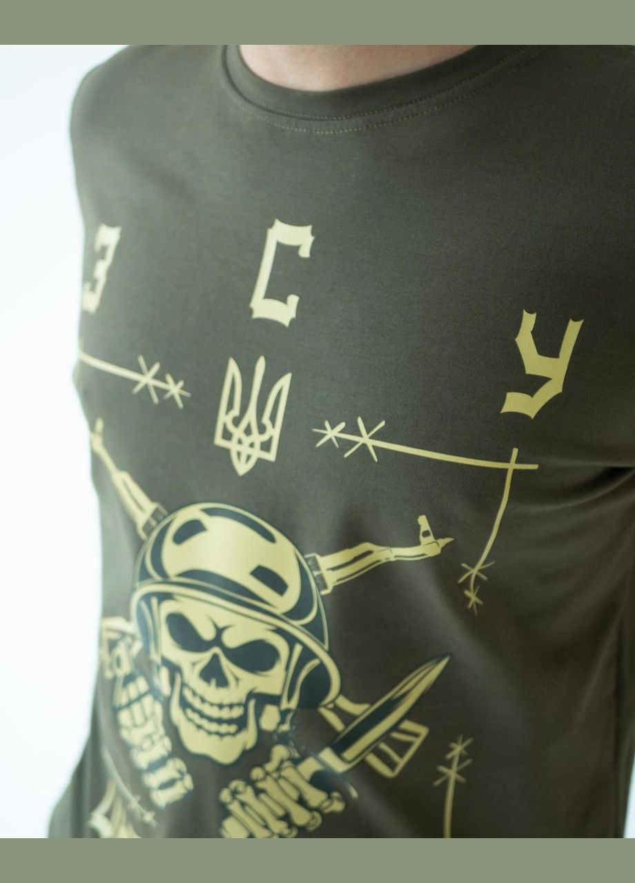 Хакі футболка унісекс хакі з коротким рукавом с принтом зсу orc hunters (кулір) роз. xxl 4PROFI кулір (298127406)