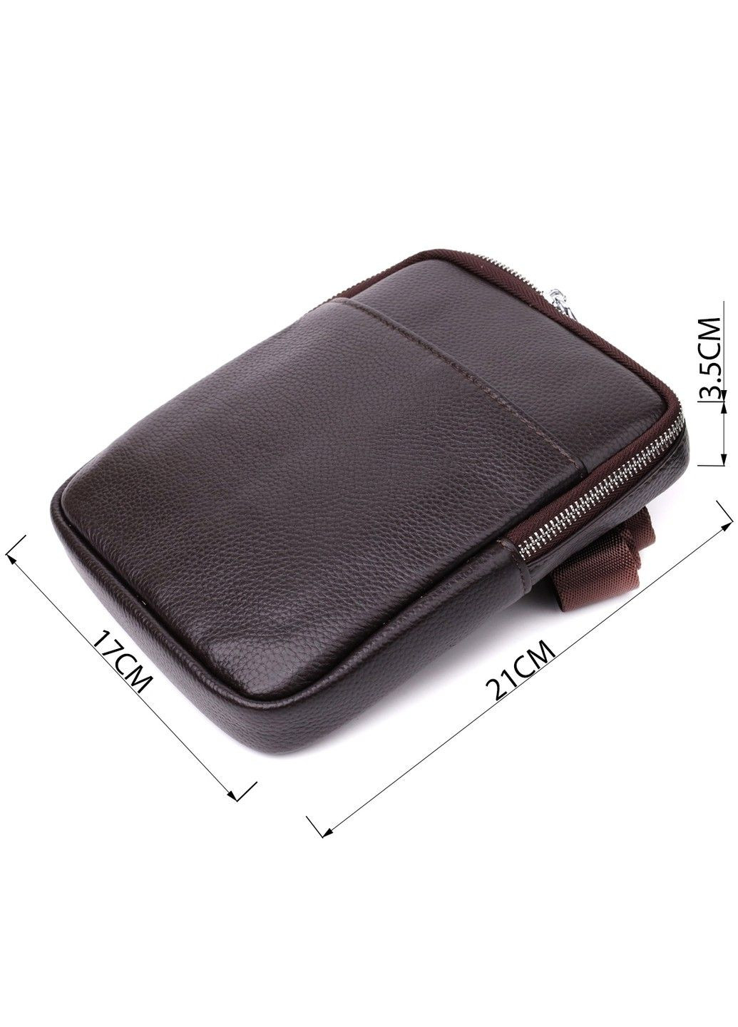 Чоловіча вертикальна сумка з натуральної шкіри 22863 Коричневий Vintage (327274194)