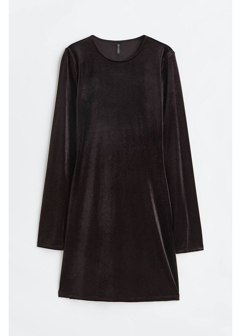 Черное платье велюровое H&M однотонное
