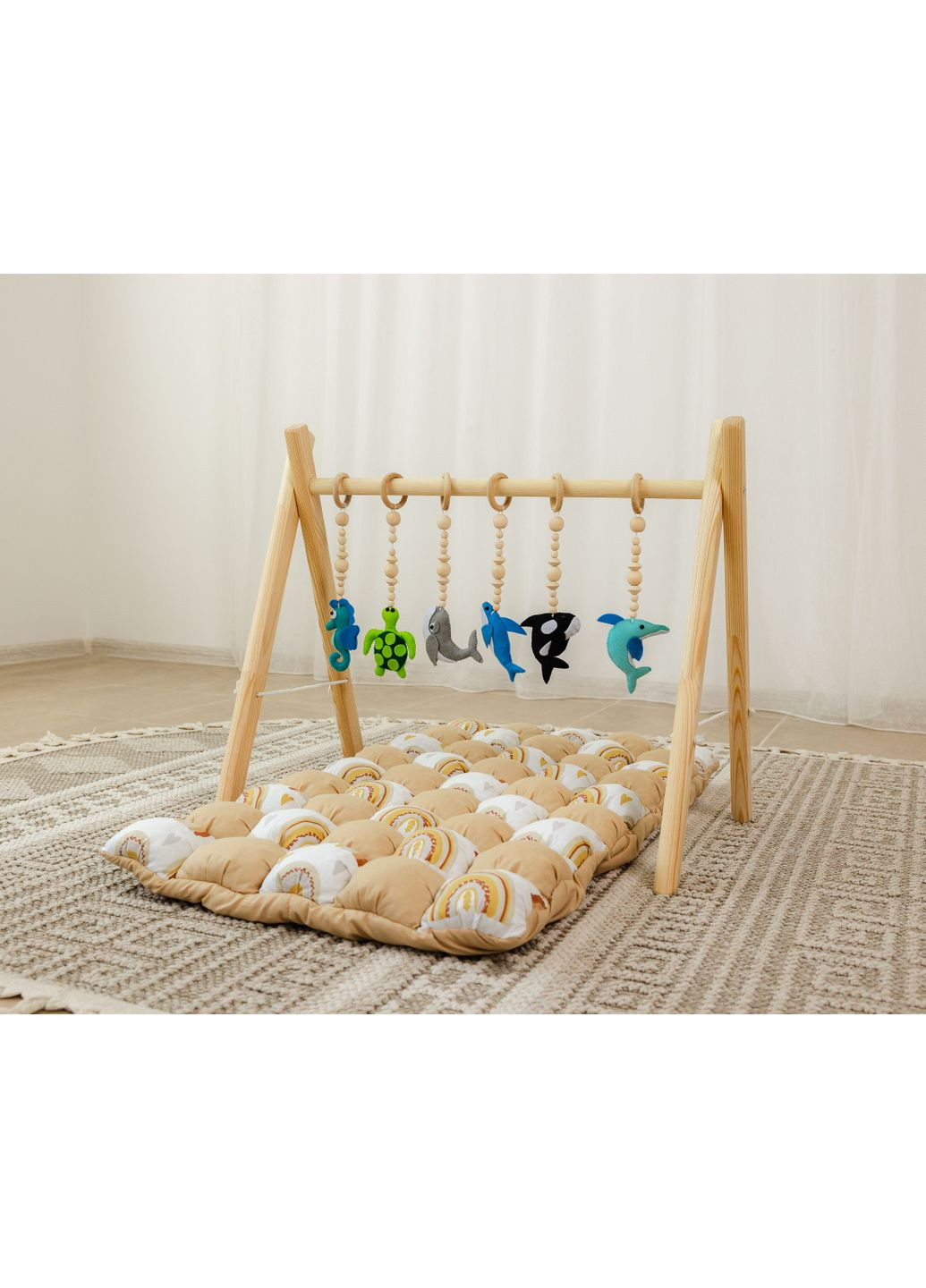 Мобіль дитячий підлоговий XRMASTER Підводний світ з матрациком Rainbow, тренажер Монтессорі No Brand (350313837)