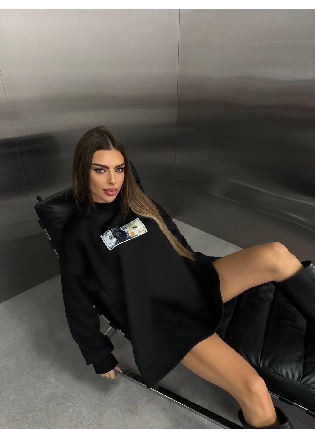 Лонгслив из трехнитки на флисе — ЗАМЕР В ОПИСАНИИ GD/GL Модний простір (370147094)