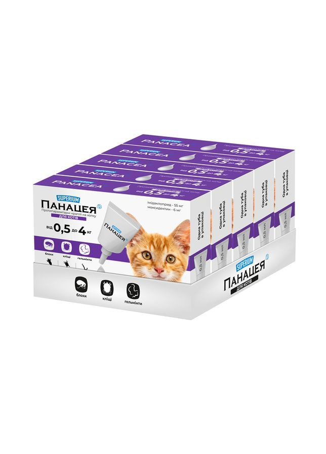 СУПЕРИУМ Панацея, противопаразитарные капли на холке для кошек, Superium (322002238)