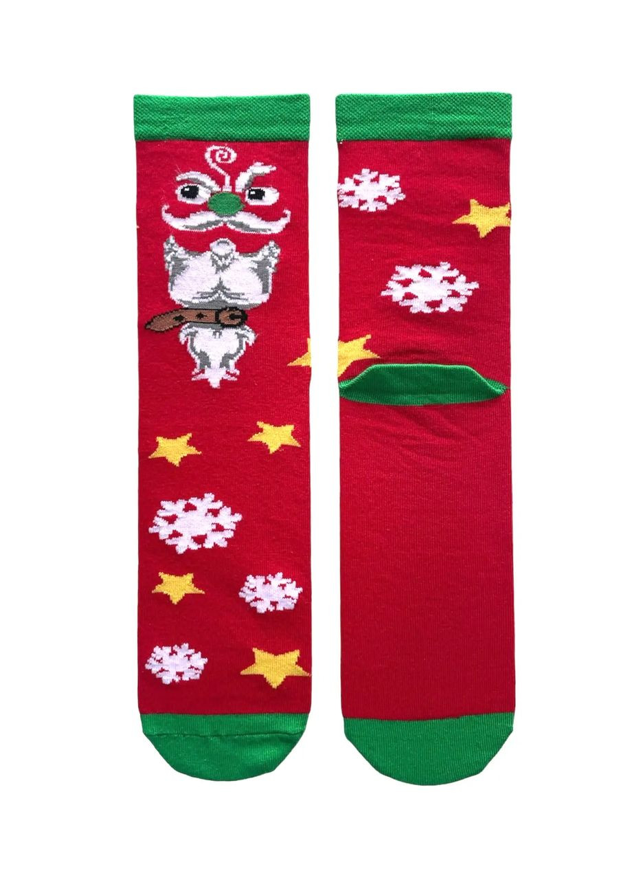 Білі шкарпетки новорічні чоловічі з індійської бавовни борода санти 113050 moi FAINI (315493378)