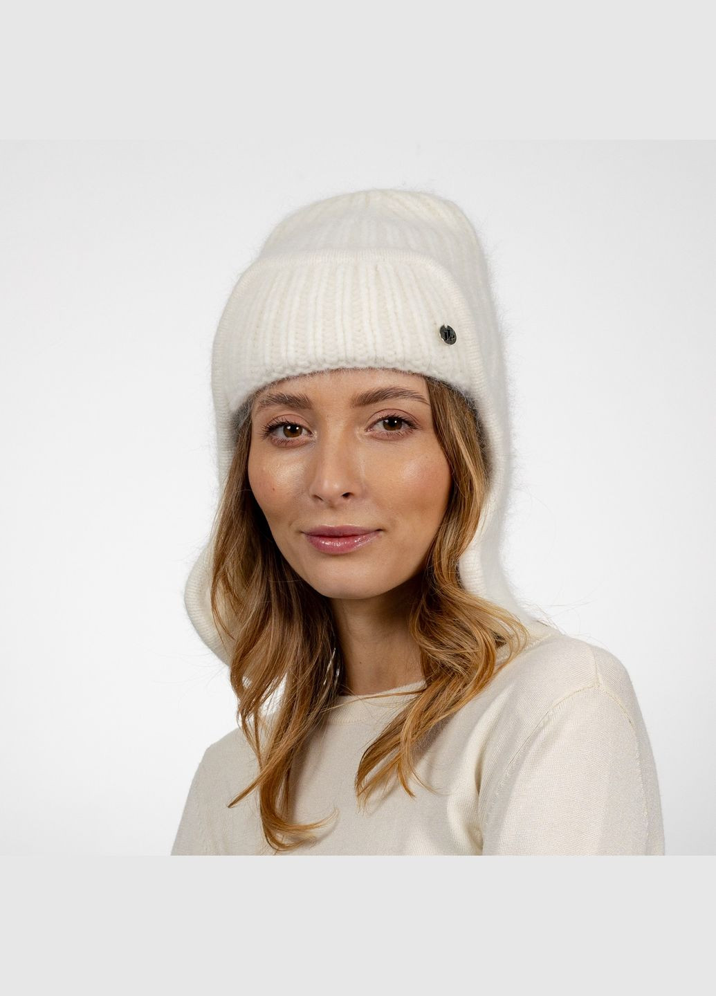 Шапка ушанка женская ангора молочная ARINDA LuckyLOOK 542-020 (322792346)